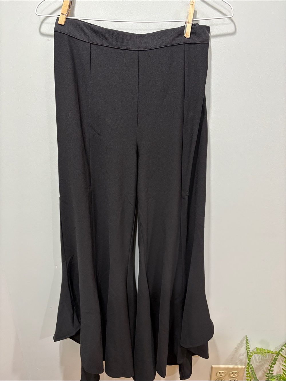 Black Wide-Leg Flowy Dress Women's Pants
